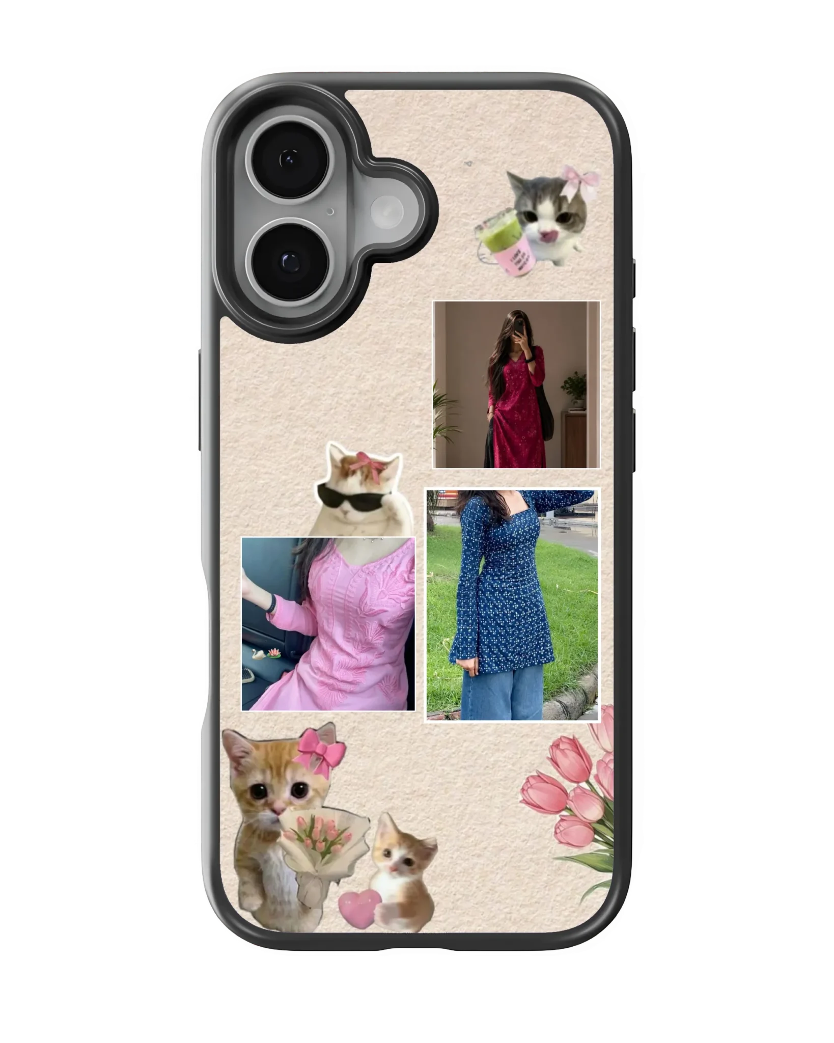 Cute Cat Floral Collage (Customized Mobile Cover) | Available For All Devices