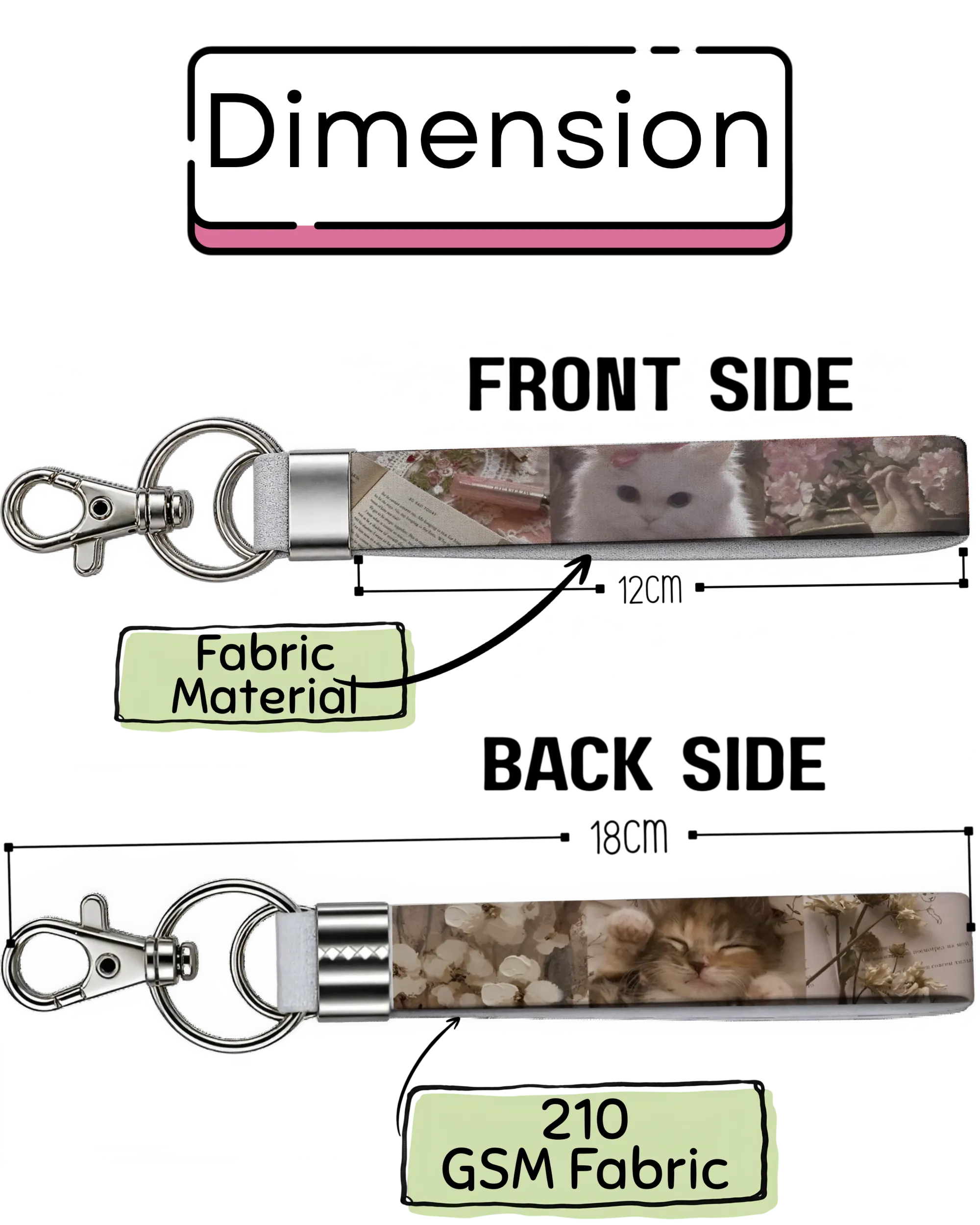 Soft Paws Vintage | Fabric Keychain | Front & Back Printed