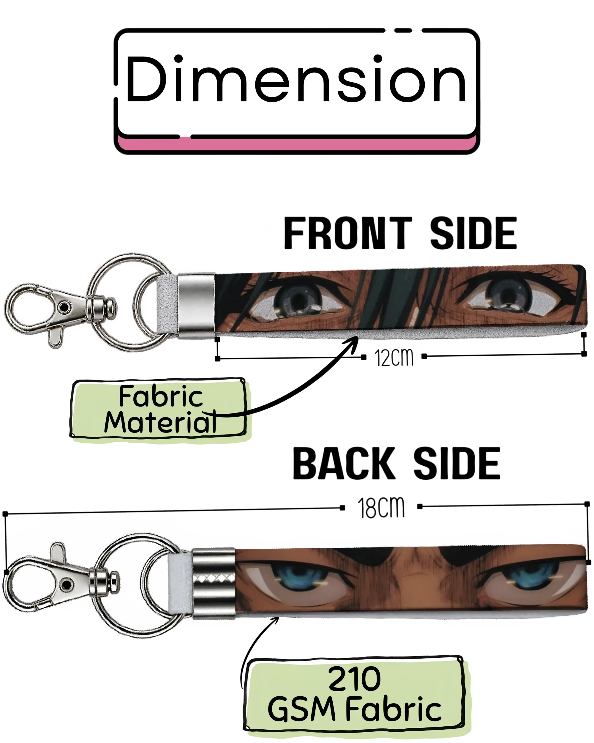Erehhh & Mikasa Eyes | Fabric Keychain | Front & Back Printed