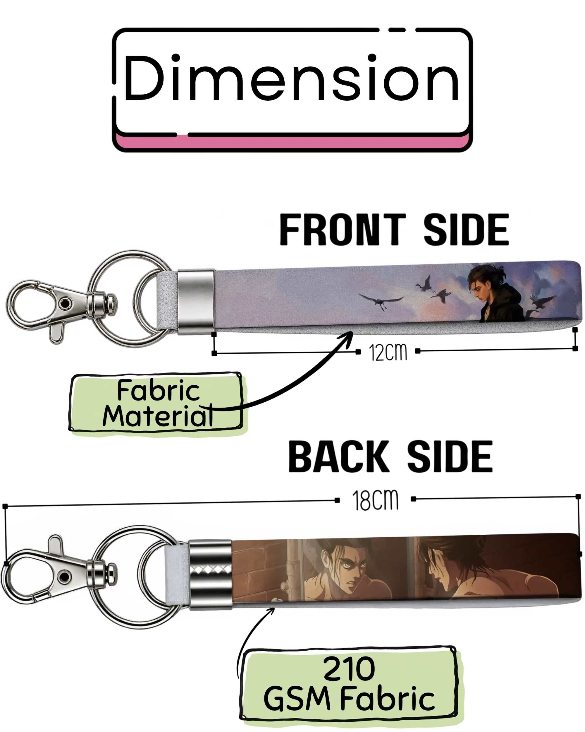 Freedom Eren | Fabric Keychain | Front & Back Printed