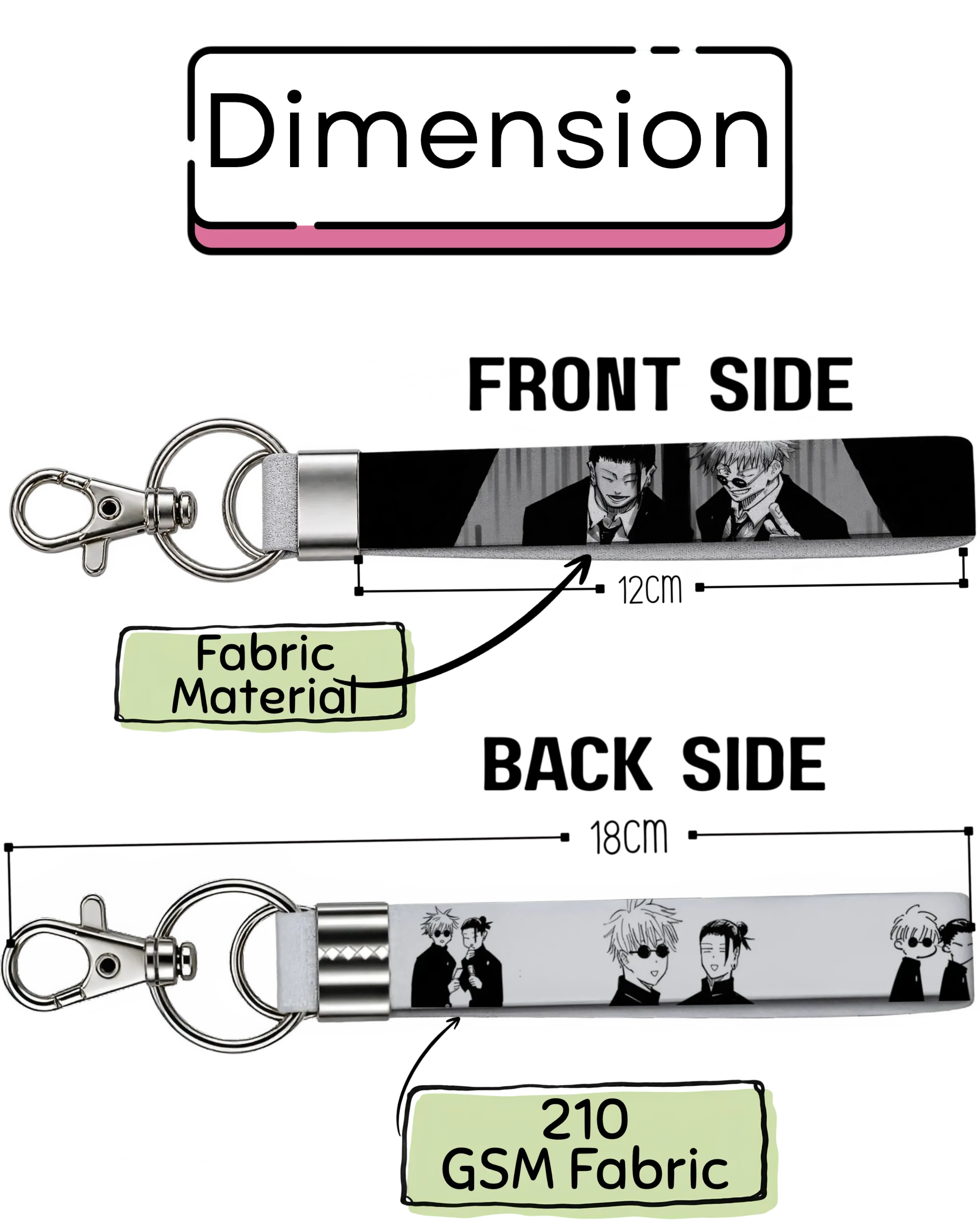 Geto & Gojo | Fabric Keychain | Front & Back Printed